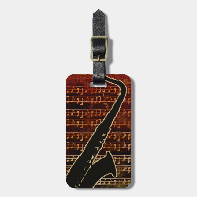 Warm Tones Saxophone ID280 Luggage Tag (Front Vertical)
