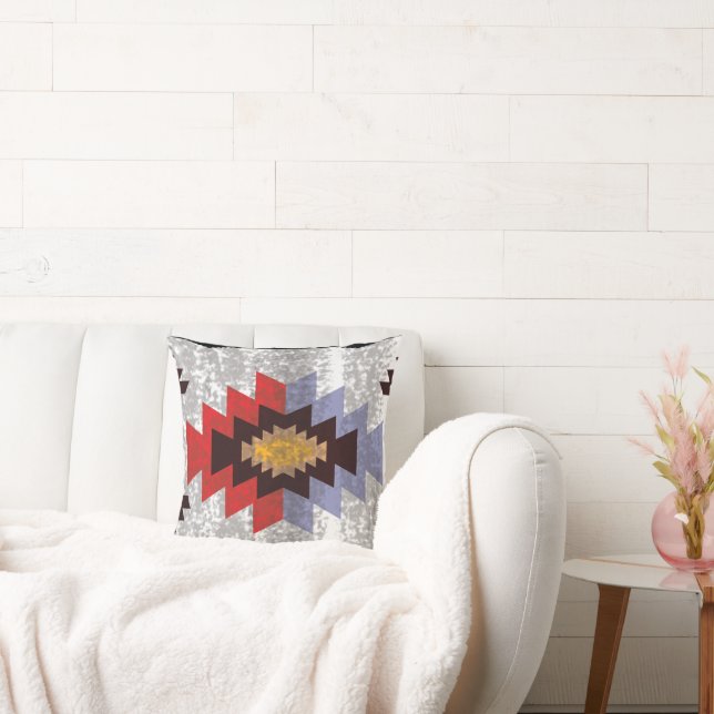 Warm Tones Southwestern Pattern Throw Pillow (Couch)