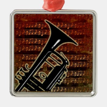 Warm Tones Trumpet Id280 Metal Ornament by iiphotoArt at Zazzle