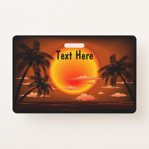 Warm Topical Sunset and Palm Trees Badge
