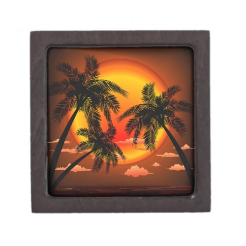 Warm Topical Sunset and Palm Trees Gift Box