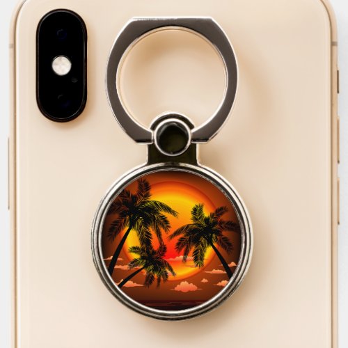 Warm Topical Sunset and Palm Trees Phone Ring Stand