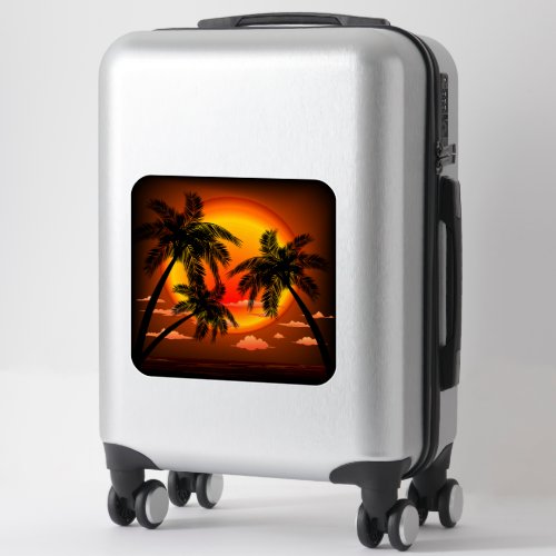 Warm Topical Sunset and Palm Trees Sticker