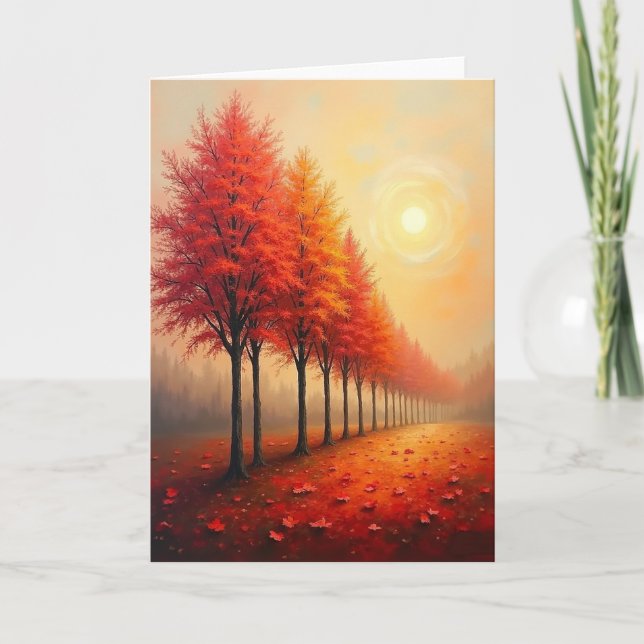 Warm Tree Path Christmas Card (Front)