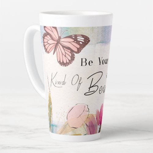 Warm Tulips and Butterfly QuoteCustom Monogram Latte Mug