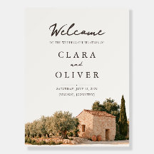 Warm Tuscan Olive Orchard Wedding Welcome Sign