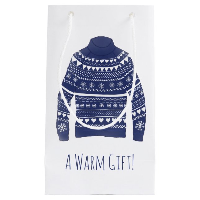 Warm Ugly Christmas Sweater Small Gift Bag (Front)