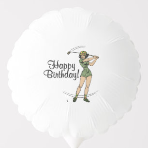 Warm Up for Golfing Lady Golf Birthday Balloon