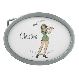Warm Up for Golfing Personal Lady Golfer Belt Buckle