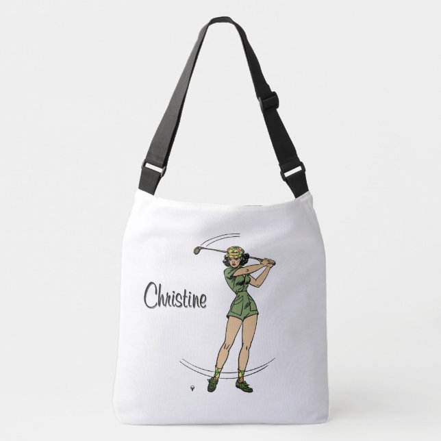 Warm Up for Golfing Personal Lady Golfer Crossbody Bag (Front)