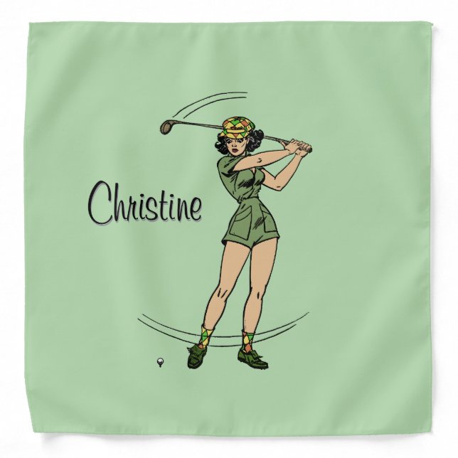 Warm Up for Golfing Personal Lady Golfer Green Bandana (Front)