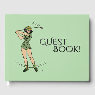 Warm Up for Golfing Personal Lady Golfer Green Guest Book