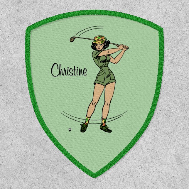 Warm Up for Golfing Personal Lady Golfer Green Patch (Front)