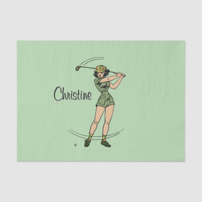 Warm Up for Golfing Personal Lady Golfer Green Tissue Paper (Front)