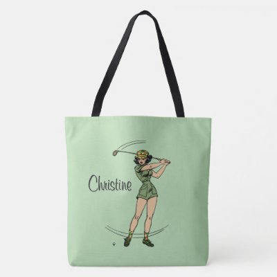 Warm Up for Golfing Personal Lady Golfer Green Tote