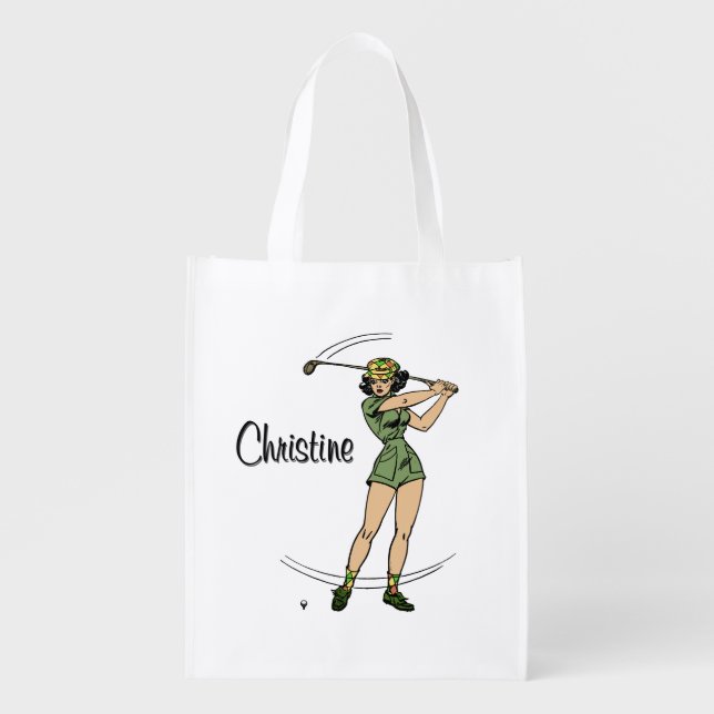 Warm Up for Golfing Personal Lady Golfer Grocery Bag (Front)