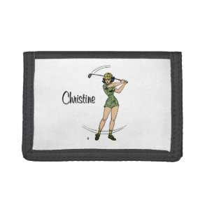 Warm Up for Golfing Personal Lady Golfer Tri-fold Wallet