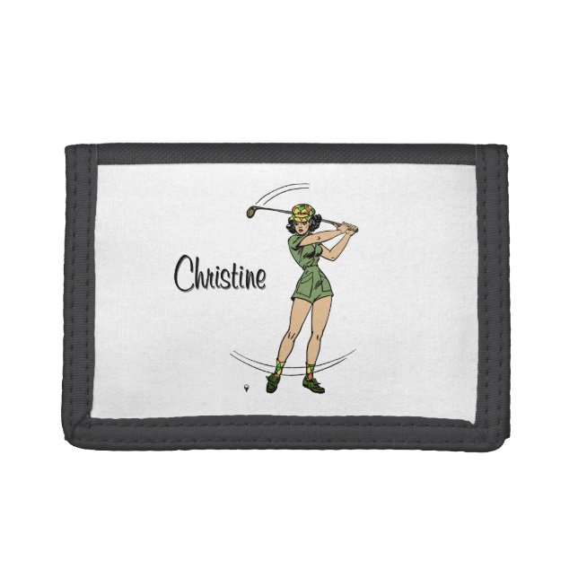 Warm Up for Golfing Personal Lady Golfer Trifold Wallet (Front)