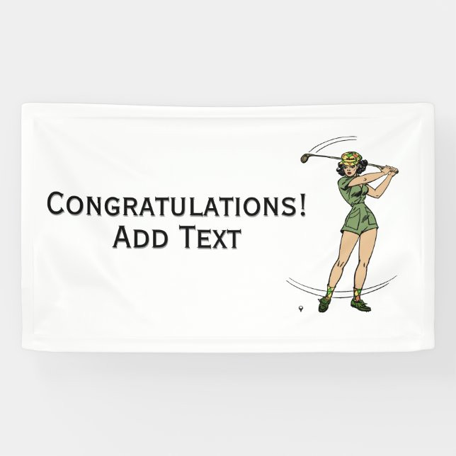 Warm Up for Golfing Personal Lady Golfer White Banner (Horizontal)