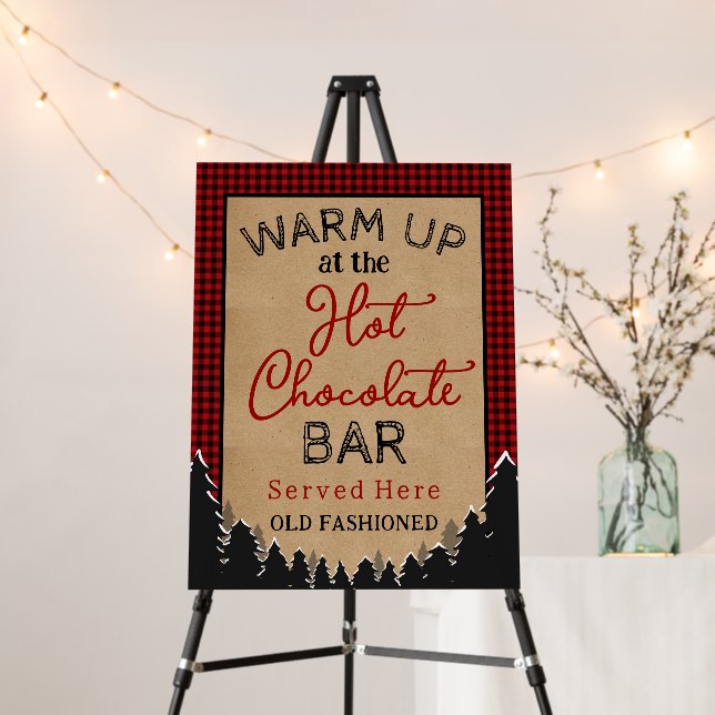 Warm Up Hot Chocolate Bar Editable Party Sign (In Situ (Stand))