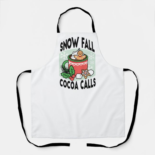 Warm Up with Snow Fall Cocoa Calls - Winter Drink Apron (Front)