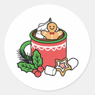 Warm Up with Snow Fall Cocoa Calls - Winter Drink Classic Round Sticker