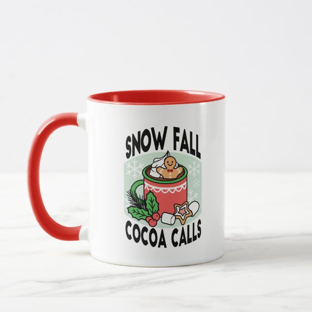 Warm Up with Snow Fall Cocoa Calls - Winter Drink Mug (Left)