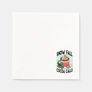 Warm Up with Snow Fall Cocoa Calls - Winter Drink Napkins