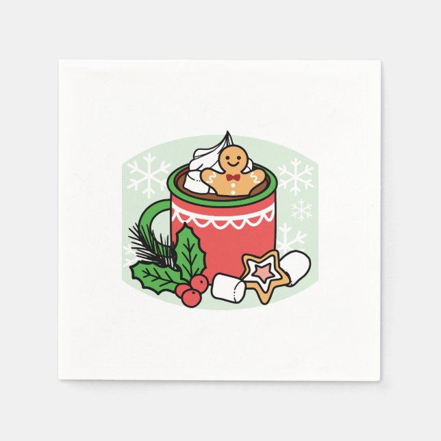 Warm Up with Snow Fall Cocoa Calls - Winter Drink Napkins (Front)