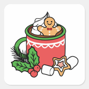 Warm Up with Snow Fall Cocoa Calls - Winter Drink Square Sticker