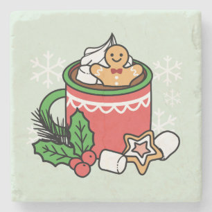 Warm Up with Snow Fall Cocoa Calls - Winter Drink Stone Coaster