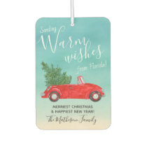 Warm #Vintage Red Car #Christmas Card Alternatives Air Freshener