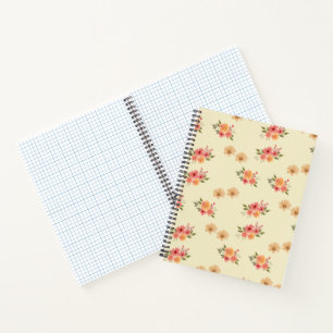Warm Watercolor Floral Graph Paper Notebook