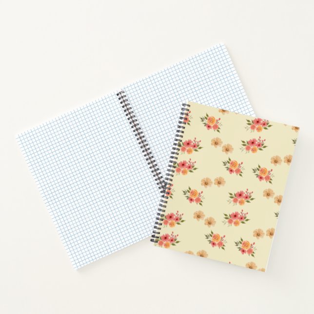 Warm Watercolor Floral Graph Paper Notebook (Inside)