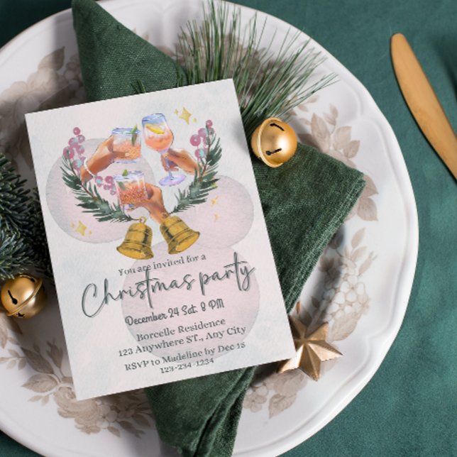 Warm watercolor holiday Christmas party invitation (Creator Uploaded)