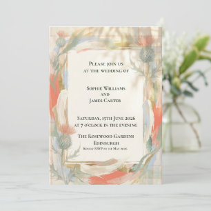 Warm Watercolour Thistle Floral Autumnal Scottish Invitation