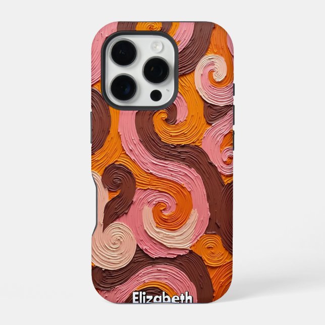 Warm Waves: Impasto Color Flow Iphone Case (Back)