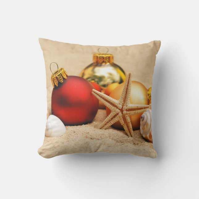 Warm Weather Christmas Throw Pillow (Front)