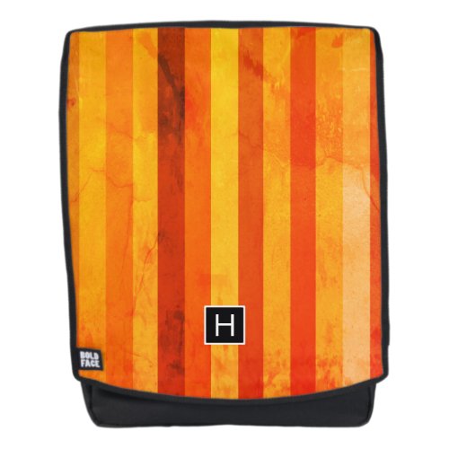 Warm Weathered Orange Red Stripes Monogram Backpack