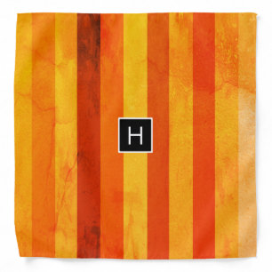 Warm Weathered Orange Red Stripes Monogram Bandana