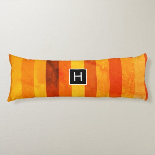 Warm Weathered Orange Red Stripes Monogram Body Pillow