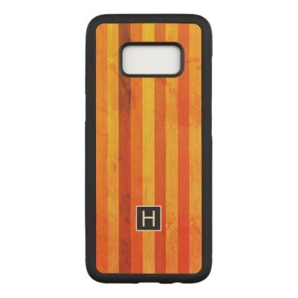 Warm Weathered Orange Red Stripes Monogram Carved Samsung Galaxy S8 Case