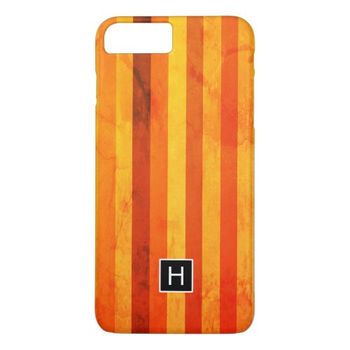 Warm Weathered Orange Red Stripes Monogram iPhone 8 Plus7 Plus Case