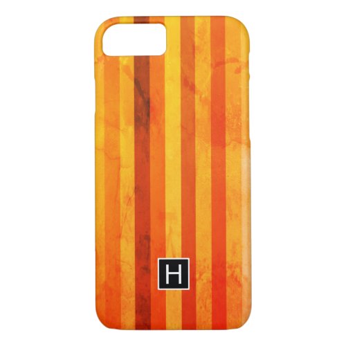 Warm Weathered Orange Red Stripes Monogram iPhone 87 Case