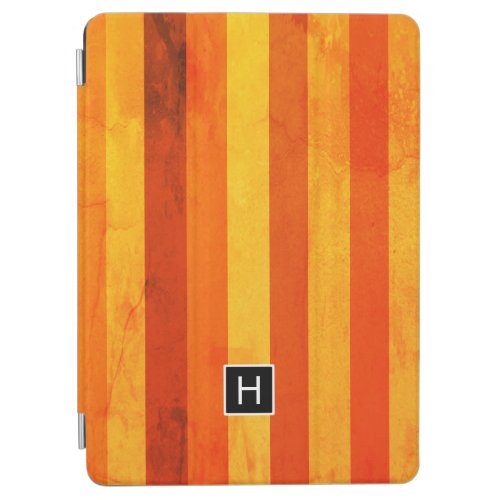 Warm Weathered Orange Red Stripes Monogram iPad Air Cover