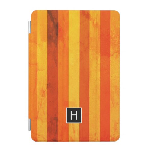 Warm Weathered Orange Red Stripes Monogram iPad Mini Cover