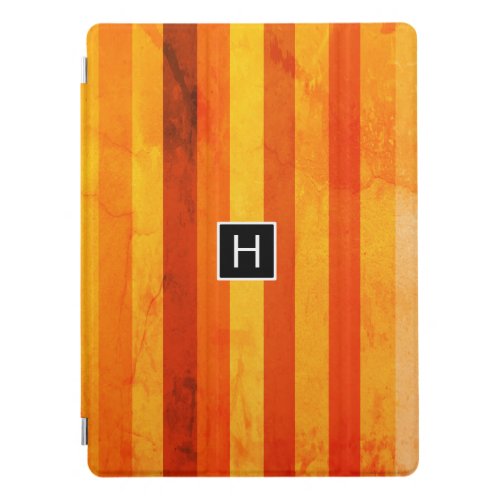 Warm Weathered Orange Red Stripes Monogram iPad Pro Cover