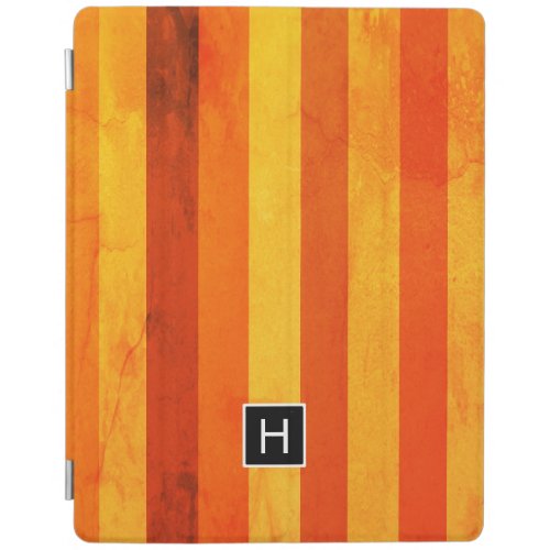 Warm Weathered Orange Red Stripes Monogram iPad Smart Cover