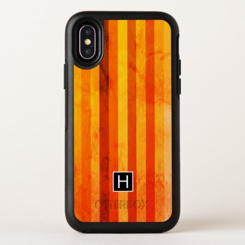 Warm Weathered Orange Red Stripes Monogram OtterBox Symmetry iPhone X Case