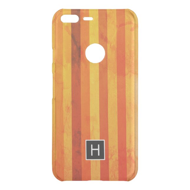 Warm Weathered Orange Red Stripes Monogram Uncommon Google Pixel XL Case (Back)